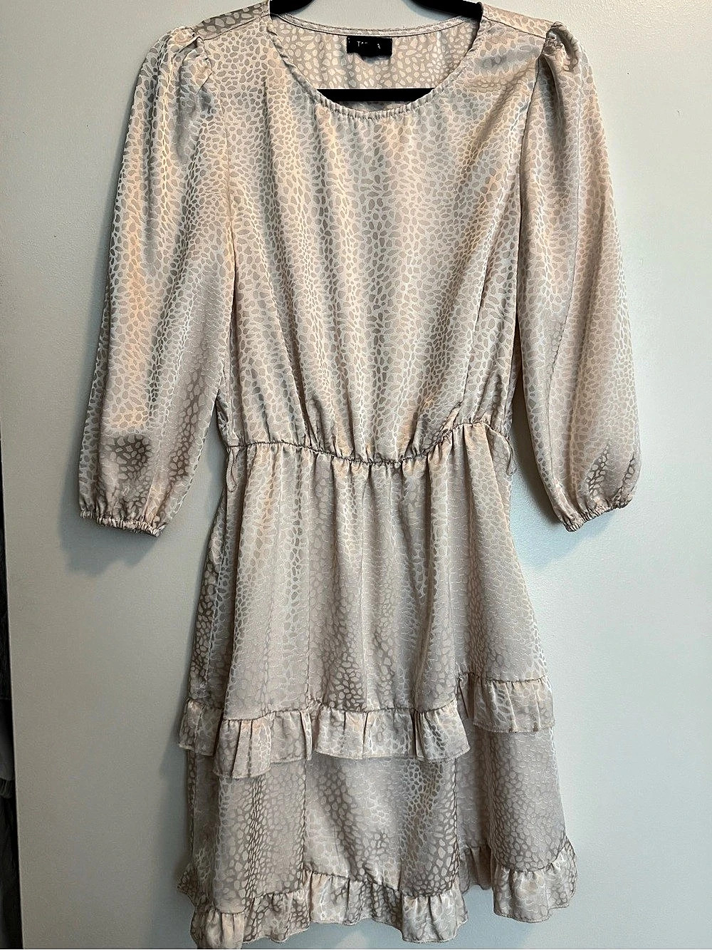 TACERA Animal Print Mini Dress in Pink & White Size Small Like New